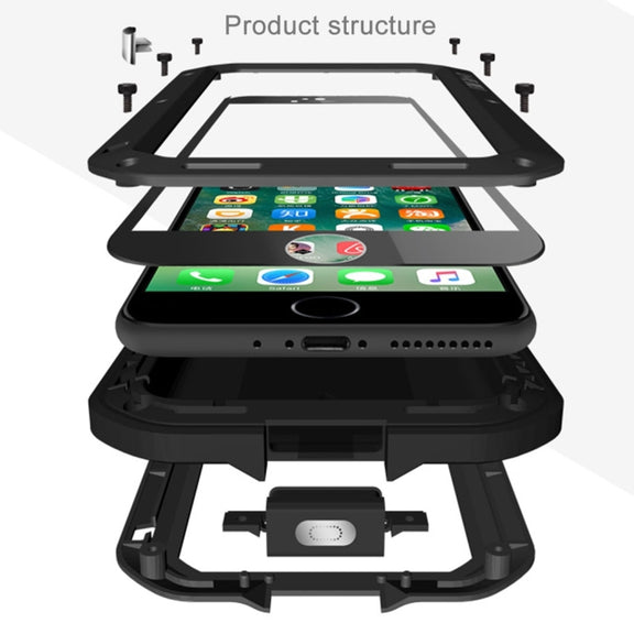 LOVE MEI for  iPhone 7 Professional and Powerful Dustproof Shockproof Anti-slip Metal Protective Case(Black)