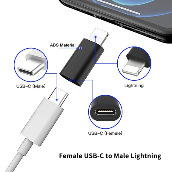 ENKAY Hat-Prince HC-6 Mini ABS USB-C / Type-C 3.1 to 8 Pin Port Connector Adapter(Black)
