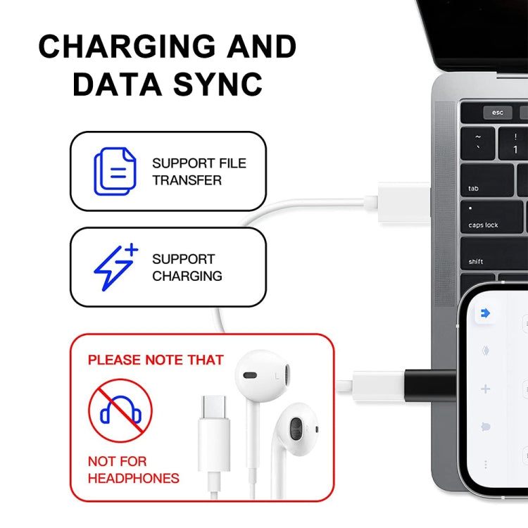 ENKAY Hat-Prince HC-6 Mini ABS USB-C / Type-C 3.1 to 8 Pin Port Connector Adapter(Black)