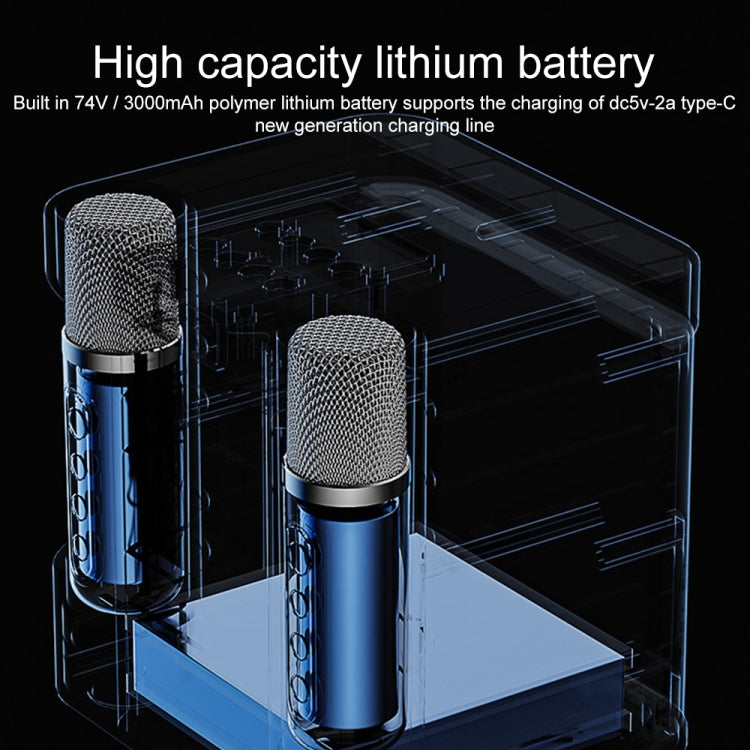YS-203 Bluetooth Karaoke Speaker Wireless Microphone(Silver)