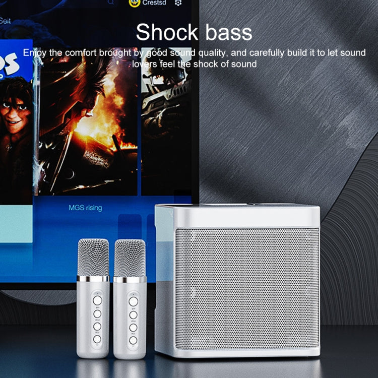 YS-203 Bluetooth Karaoke Speaker Wireless Microphone(Silver)
