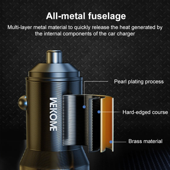 WK WP-C43 Staroad Series 15W Dual USB Car Charger (Black)