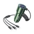 WK WP-C44 Pop Digital Series Ciahung 3-in-1 Cabled 33W Dual-USB Fast Car Charger (Green) - Car Charger by WK | Online Shopping South Africa | PMC TechLife | Buy Now Pay Later Mobicred