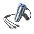 WK WP-C44 Pop Digital Series Ciahung 3-in-1 Cabled 33W Dual-USB Fast Car Charger (Silver) - Car Charger by WK | Online Shopping South Africa | PMC TechLife | Buy Now Pay Later Mobicred