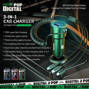 WK WP-C44 Pop Digital Series Ciahung 3-in-1 Cabled 33W Dual-USB Fast Car Charger (Green)