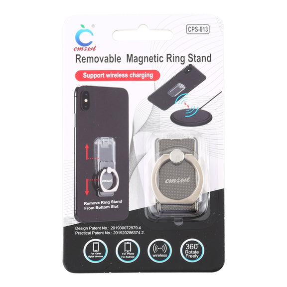 CPS-013 360 Degrees Rotate Freely Removable Magnetic Ring Stand Phone Holder, Support Wireless Charging(Black)