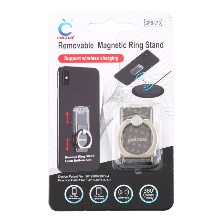CPS-013 360 Degrees Rotate Freely Removable Magnetic Ring Stand Phone Holder, Support Wireless Charging(Black)
