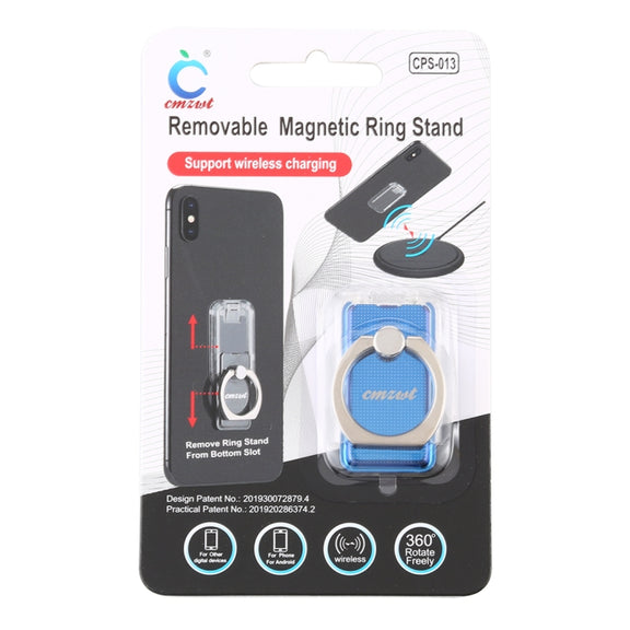 CPS-013 360 Degrees Rotate Freely Removable Magnetic Ring Stand Phone Holder, Support Wireless Charging(Blue)