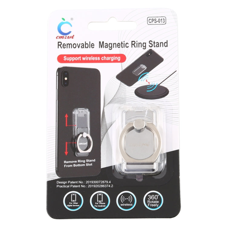 CPS-013 360 Degrees Rotate Freely Removable Magnetic Ring Stand Phone Holder, Support Wireless Charging(Silver)