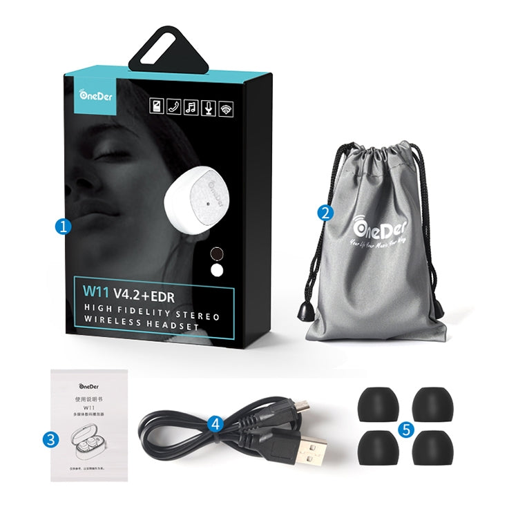 Oneder W11 True TWS Wireless Bluetooth Earphones Earbuds Stereo Headset(Black)