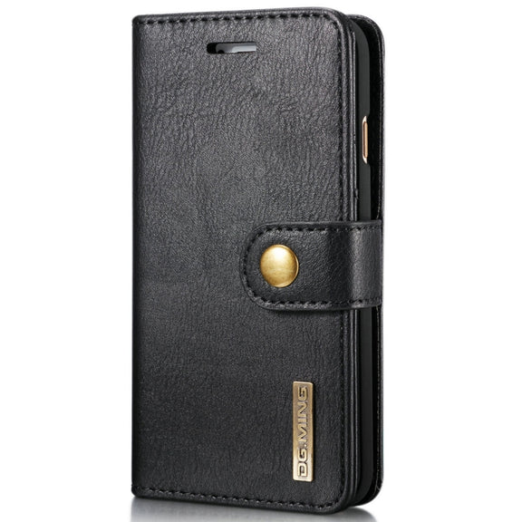 DG.MING For iPhone SE 2020 & 8 & 7  Crazy Horse Texture Horizontal Flip Detachable Magnetic Protective Case with Holder & Card Slots & Wallet(Black)