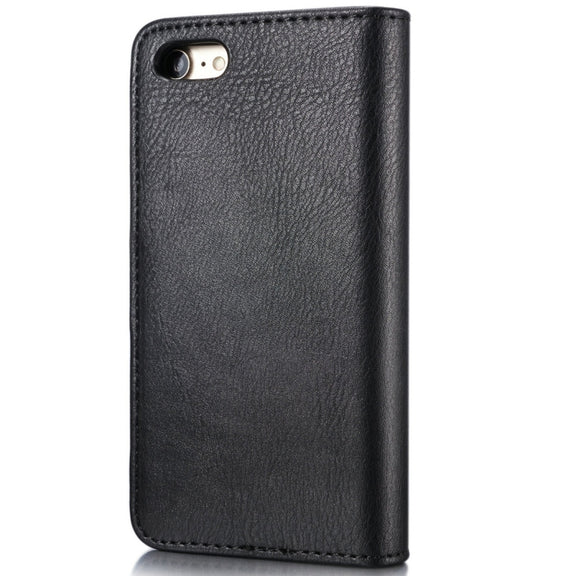 DG.MING For iPhone SE 2020 & 8 & 7  Crazy Horse Texture Horizontal Flip Detachable Magnetic Protective Case with Holder & Card Slots & Wallet(Black)
