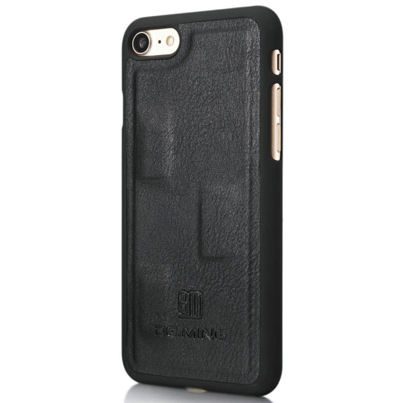 DG.MING For iPhone SE 2020 & 8 & 7  Crazy Horse Texture Horizontal Flip Detachable Magnetic Protective Case with Holder & Card Slots & Wallet(Black)