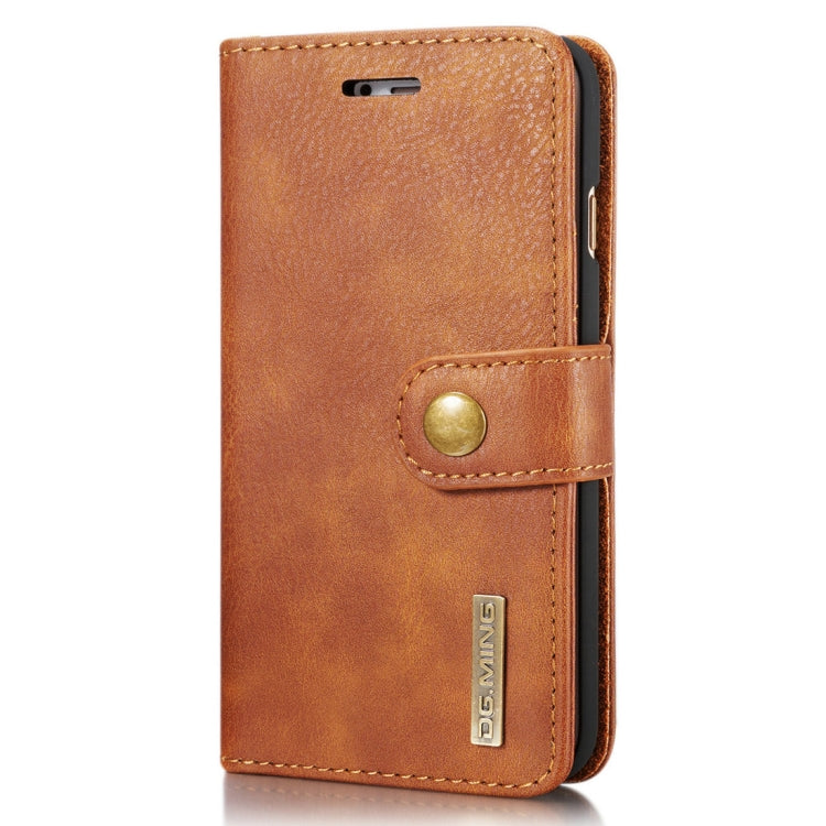 DG.MING For iPhone SE 2020 & 8 & 7  Crazy Horse Texture Horizontal Flip Detachable Magnetic Protective Case with Holder & Card Slots & Wallet(Brown)