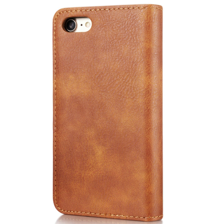 DG.MING For iPhone SE 2020 & 8 & 7  Crazy Horse Texture Horizontal Flip Detachable Magnetic Protective Case with Holder & Card Slots & Wallet(Brown)