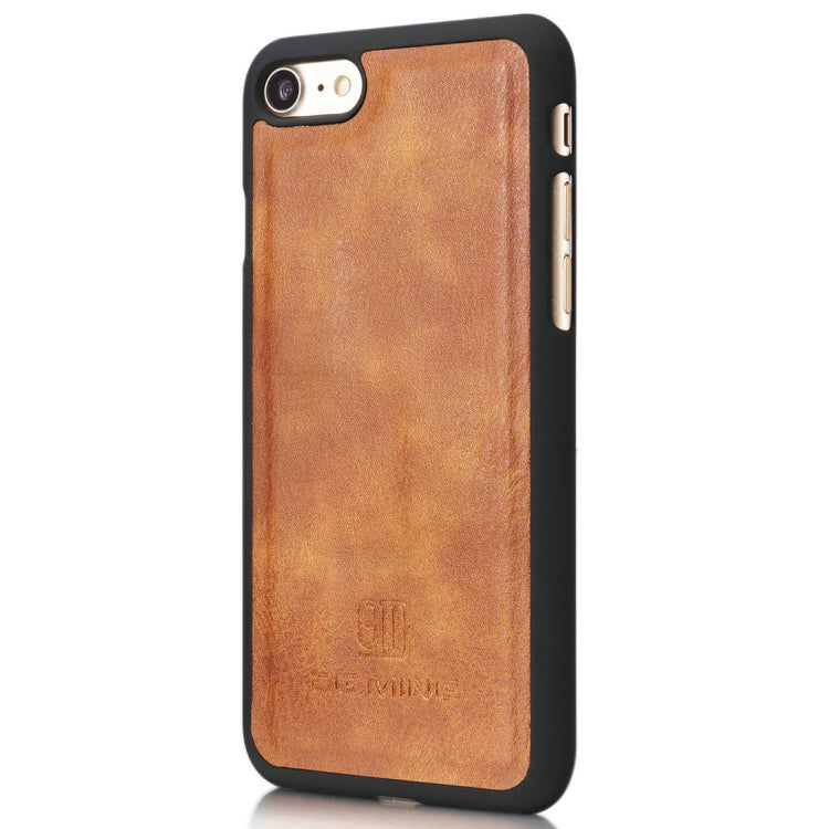 DG.MING For iPhone SE 2020 & 8 & 7  Crazy Horse Texture Horizontal Flip Detachable Magnetic Protective Case with Holder & Card Slots & Wallet(Brown)