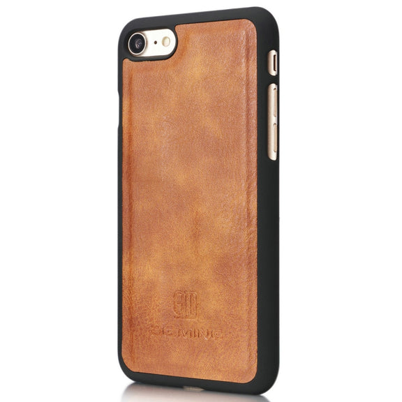 DG.MING For iPhone SE 2020 & 8 & 7  Crazy Horse Texture Horizontal Flip Detachable Magnetic Protective Case with Holder & Card Slots & Wallet(Brown)