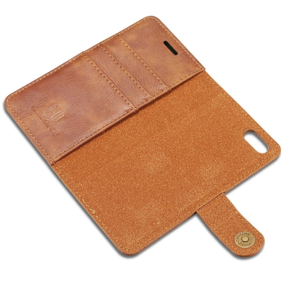 DG.MING For iPhone SE 2020 & 8 & 7  Crazy Horse Texture Horizontal Flip Detachable Magnetic Protective Case with Holder & Card Slots & Wallet(Brown)