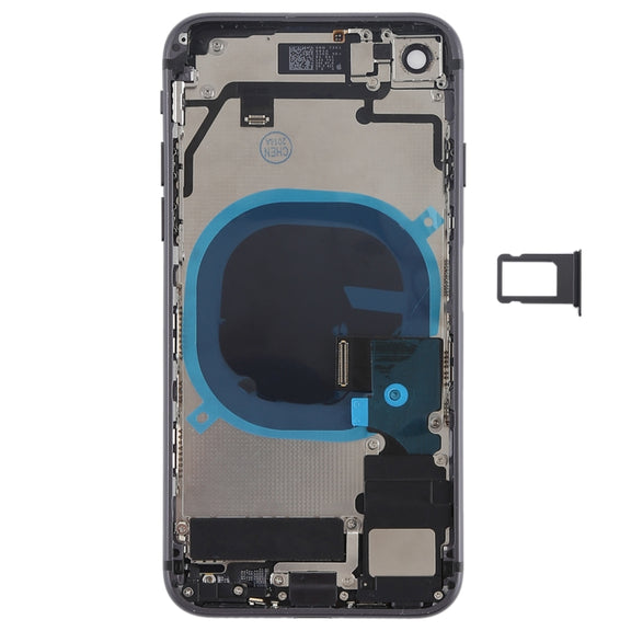 Battery Back Cover Assembly with Side Keys & Vibrator & Speaker Ringer Buzzer & Power Button + Volume Button Flex Cable & Card Tray for iPhone 8(Black)