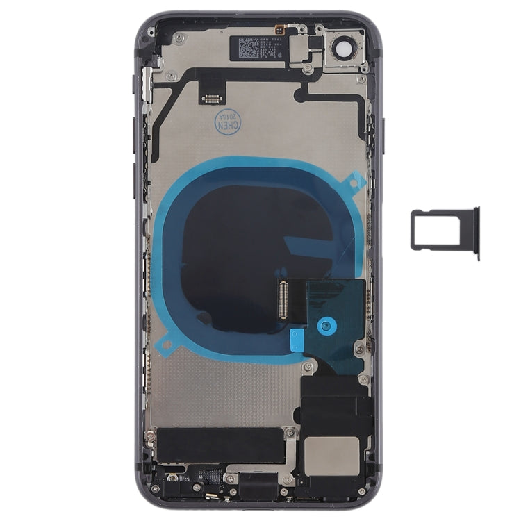 Battery Back Cover Assembly with Side Keys & Vibrator & Speaker Ringer Buzzer & Power Button + Volume Button Flex Cable & Card Tray for iPhone 8(Black)