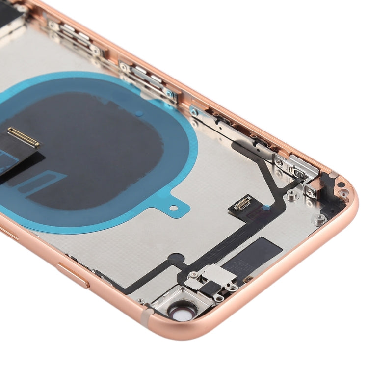 Battery Back Cover Assembly with Side Keys & Vibrator & Speaker Ringer Buzzer & Power Button + Volume Button Flex Cable & Card Tray for iPhone 8(Rose Gold)