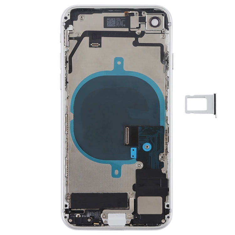 Battery Back Cover Assembly with Side Keys & Vibrator & Speaker Ringer Buzzer & Power Button + Volume Button Flex Cable & Card Tray for iPhone 8(Silver)