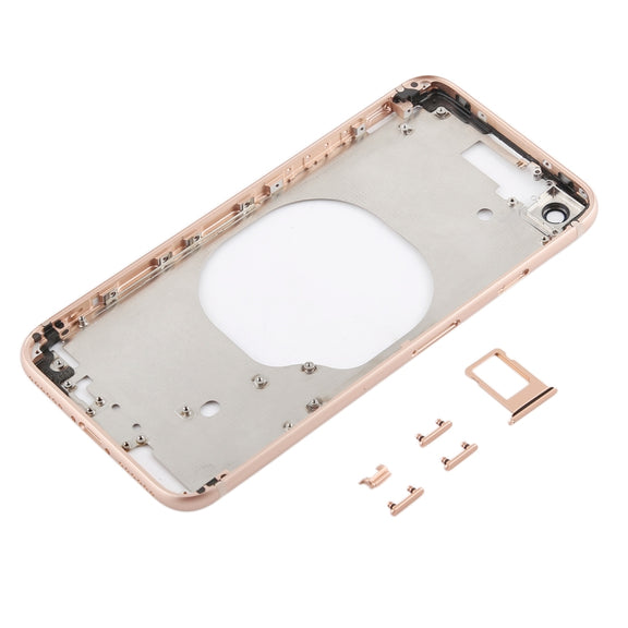 Transparent Back Cover with Camera Lens & SIM Card Tray & Side Keys for iPhone 8 (Gold)