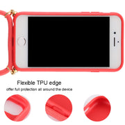 For iPhone 8 / 7 TPU Anti-Fall Mobile Phone Case With Lanyard(Rose Gold)