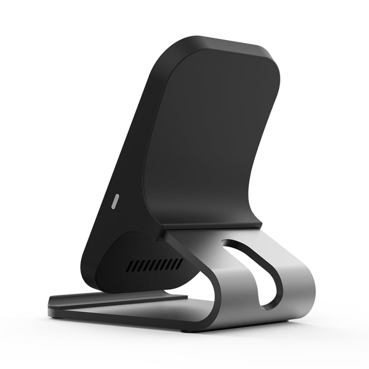 HAMTOD M5 15W Intelligent Dual Coil Design Qi Standard Holder Wireless Charger with Indicator Light, Support Fast Charging(Black)