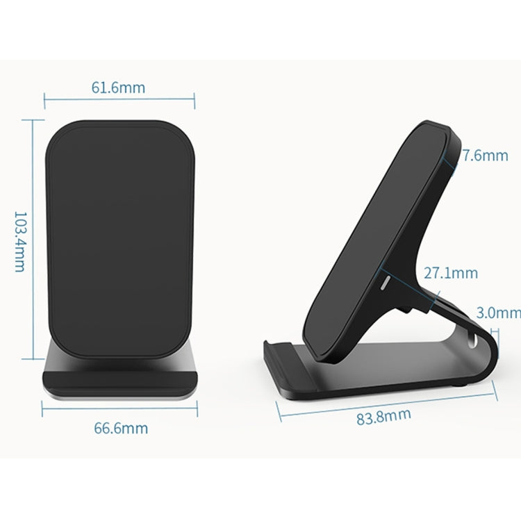 HAMTOD M5 15W Intelligent Dual Coil Design Qi Standard Holder Wireless Charger with Indicator Light, Support Fast Charging(Black)