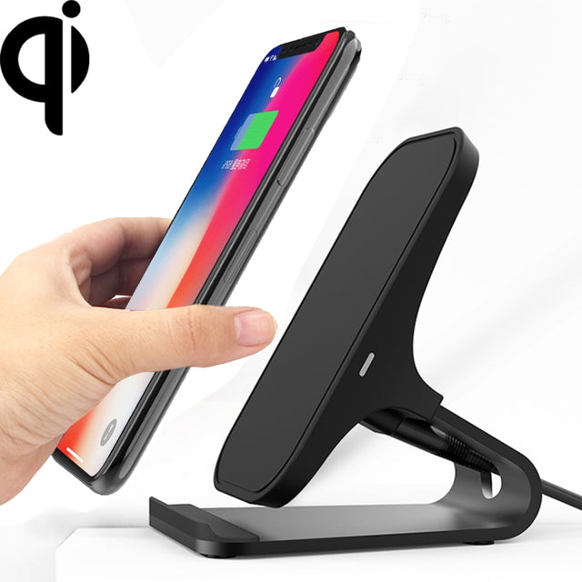 HAMTOD M5 15W Intelligent Dual Coil Design Qi Standard Holder Wireless Charger with Indicator Light, Support Fast Charging(Black)
