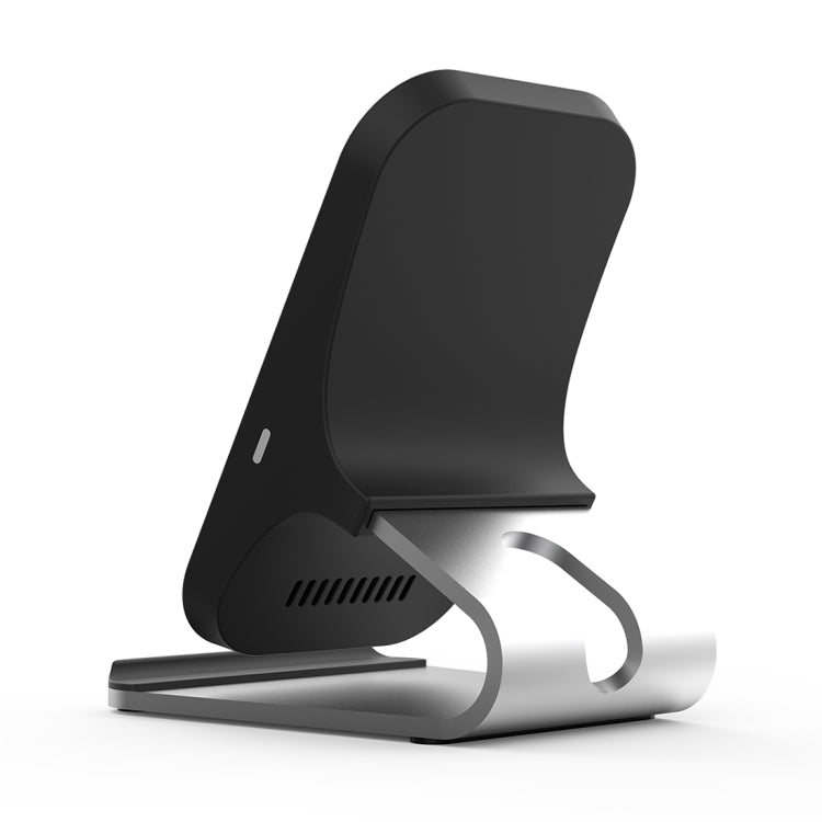 HAMTOD M5 15W Intelligent Dual Coil Design Qi Standard Holder Wireless Charger with Indicator Light, Support Fast Charging(Silver)