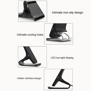 HAMTOD M5 15W Intelligent Dual Coil Design Qi Standard Holder Wireless Charger with Indicator Light, Support Fast Charging(Silver)