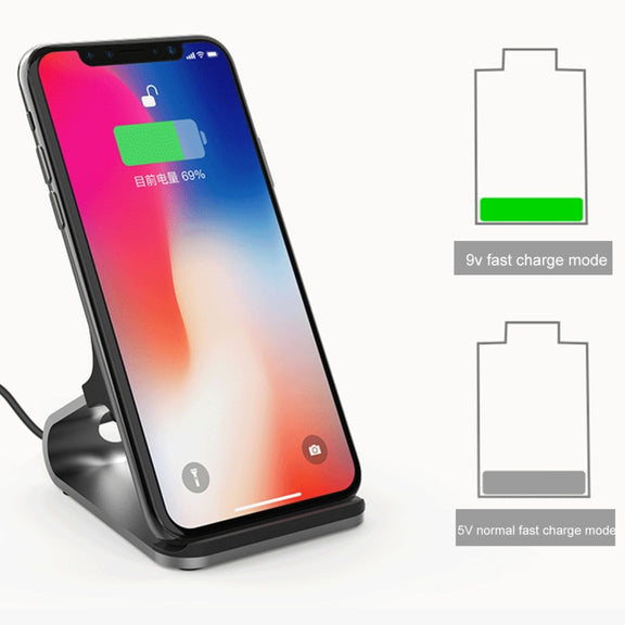 HAMTOD M5 15W Intelligent Dual Coil Design Qi Standard Holder Wireless Charger with Indicator Light, Support Fast Charging(Silver)