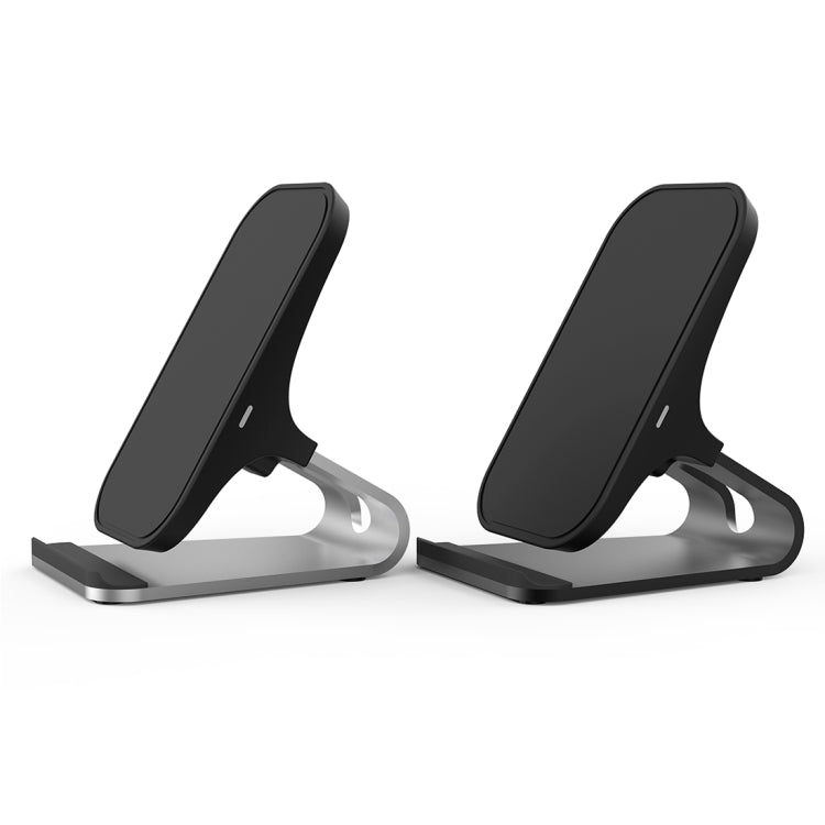 HAMTOD M5 15W Intelligent Dual Coil Design Qi Standard Holder Wireless Charger with Indicator Light, Support Fast Charging(Silver)