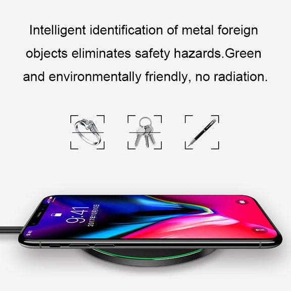 GY-68 Ultra-Thin Aluminum Alloy Wireless Fast Charging Qi Charger Pad(Black Red)