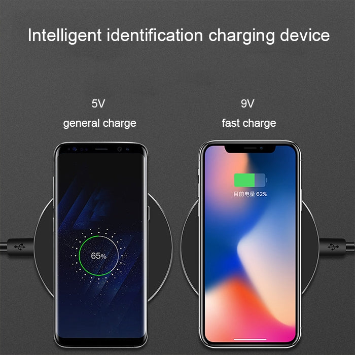 GY-68 Ultra-Thin Aluminum Alloy Wireless Fast Charging Qi Charger Pad(Black Red)