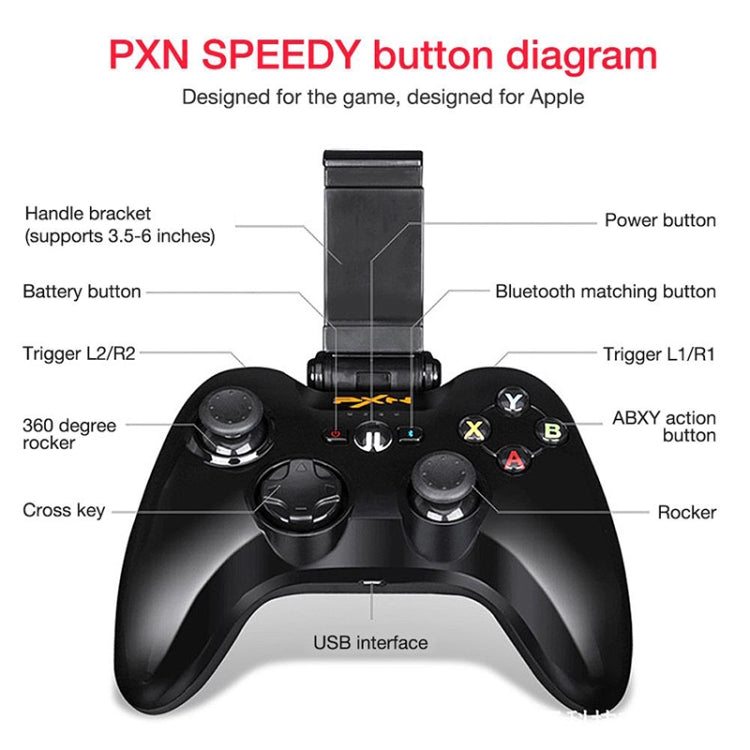 PXN PXN-6603 MFI Mobile Phone Wireless Bluetooth Game Handle Controller, Compatible with iOS System(Black)