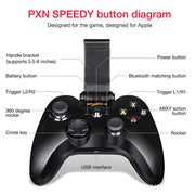 PXN PXN-6603 MFI Mobile Phone Wireless Bluetooth Game Handle Controller, Compatible with iOS System(Black)