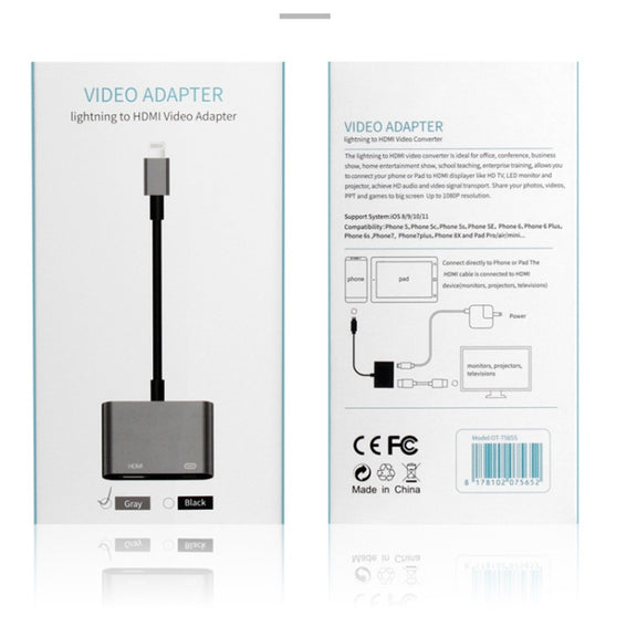 7565S 8 Pin to HDMI HDTV Projector Video Adapter Cable for iPad(Grey)