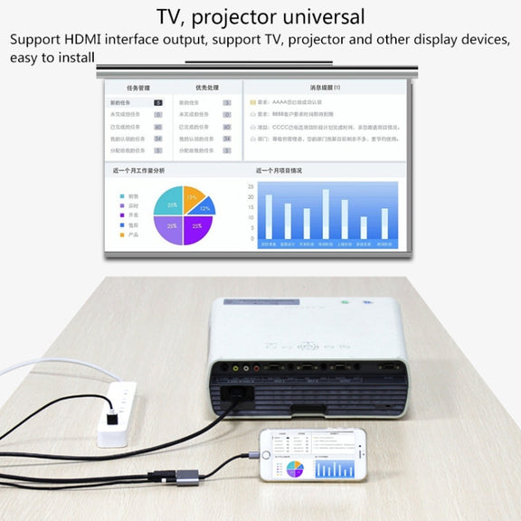 7565S 8 Pin to HDMI HDTV Projector Video Adapter Cable for iPad(Grey)