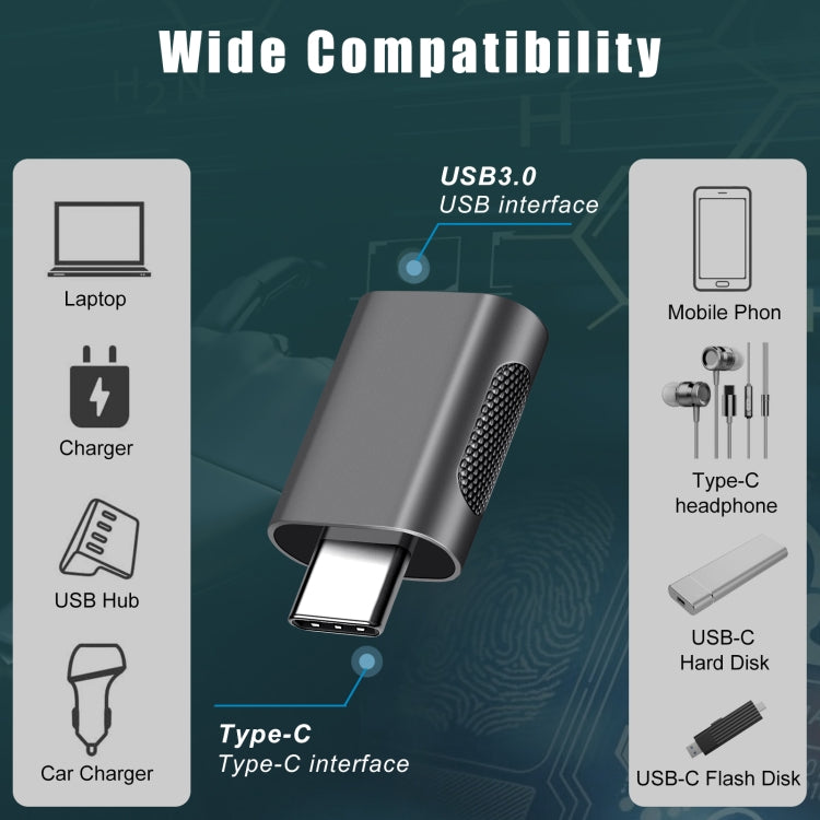 2 PCS SBT-158 USB-C / Type-C Male to USB 3.0 Female Zinc Alloy Adapter(Black)