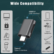 2 PCS SBT-158 USB-C / Type-C Male to USB 3.0 Female Zinc Alloy Adapter(Black)