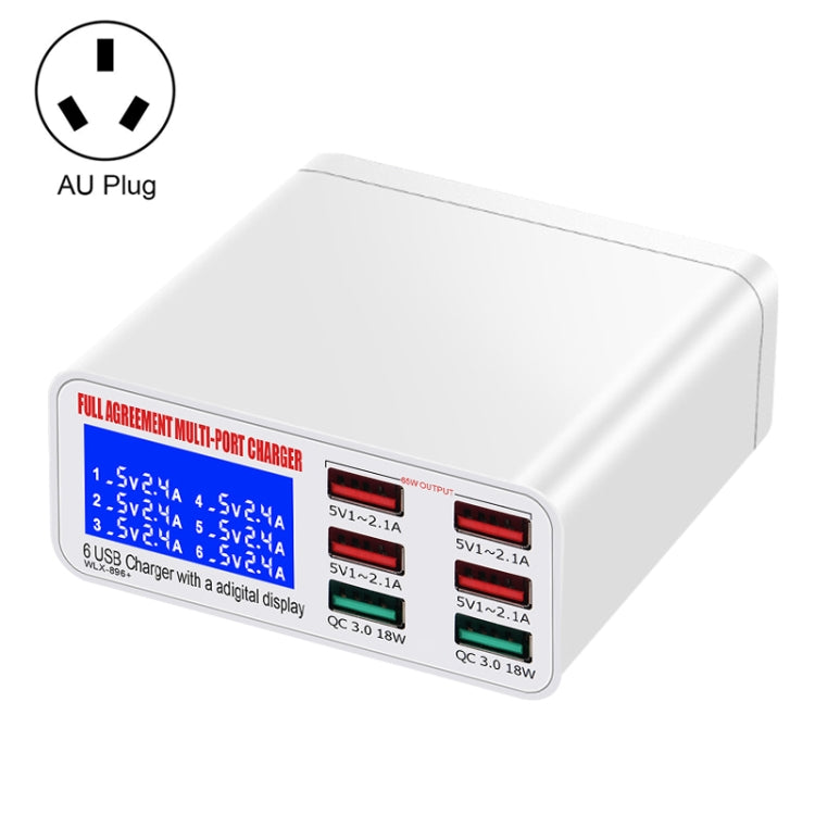 WLX-896+ 6 In 1 Multi-function Smart Digital Display USB Charger(AU Plug)