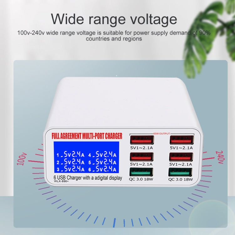 WLX-896+ 6 In 1 Multi-function Smart Digital Display USB Charger(AU Plug)