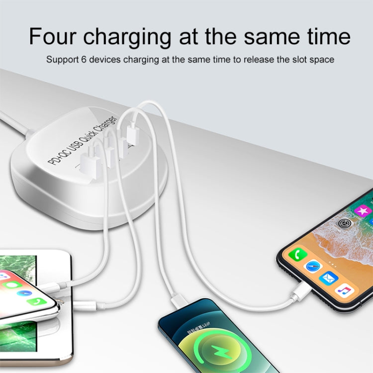 WLX-T3P 4 In 1 PD + QC Multi-function Smart Fast Charging USB Charger(UK Plug)