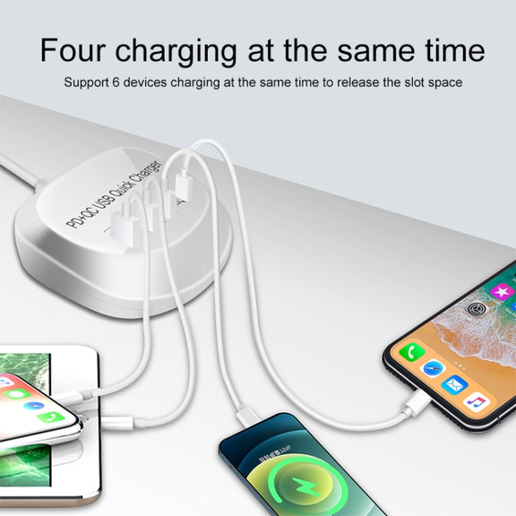 WLX-T3P 4 In 1 PD + QC Multi-function Smart Fast Charging USB Charger(EU Plug)