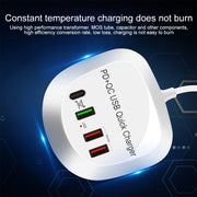 WLX-T3P 4 In 1 PD + QC Multi-function Smart Fast Charging USB Charger(EU Plug)