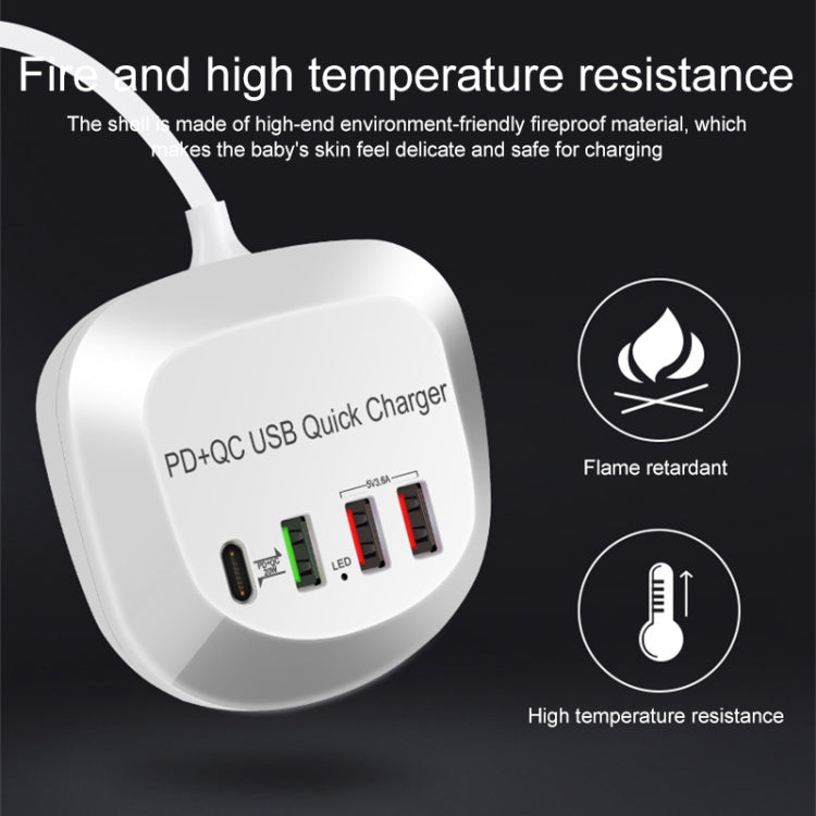 WLX-T3P 4 In 1 PD + QC Multi-function Smart Fast Charging USB Charger (US Plug)