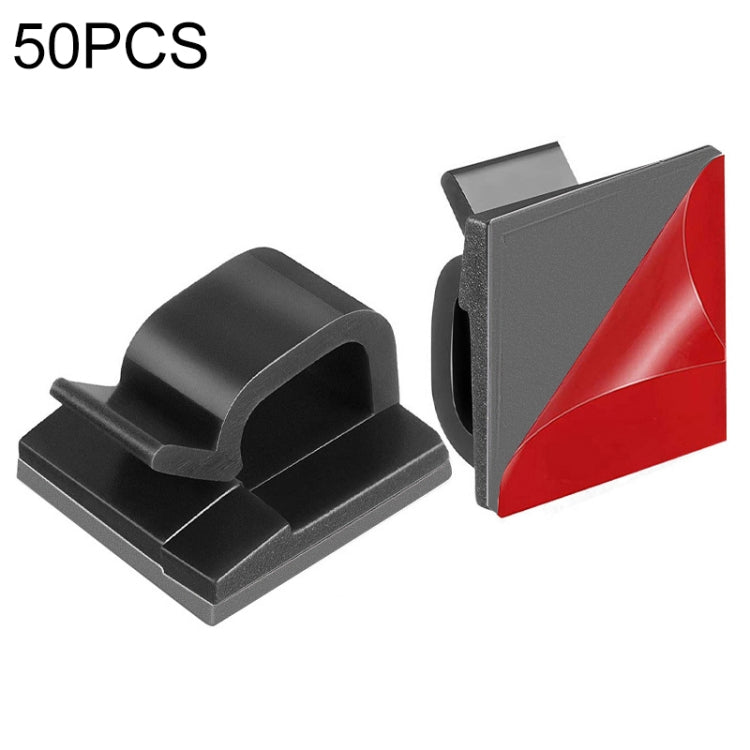 HG2392 50 PCS Desktop Data Cable Organizer Fixing Clip, Gum Type: 3M(Black)